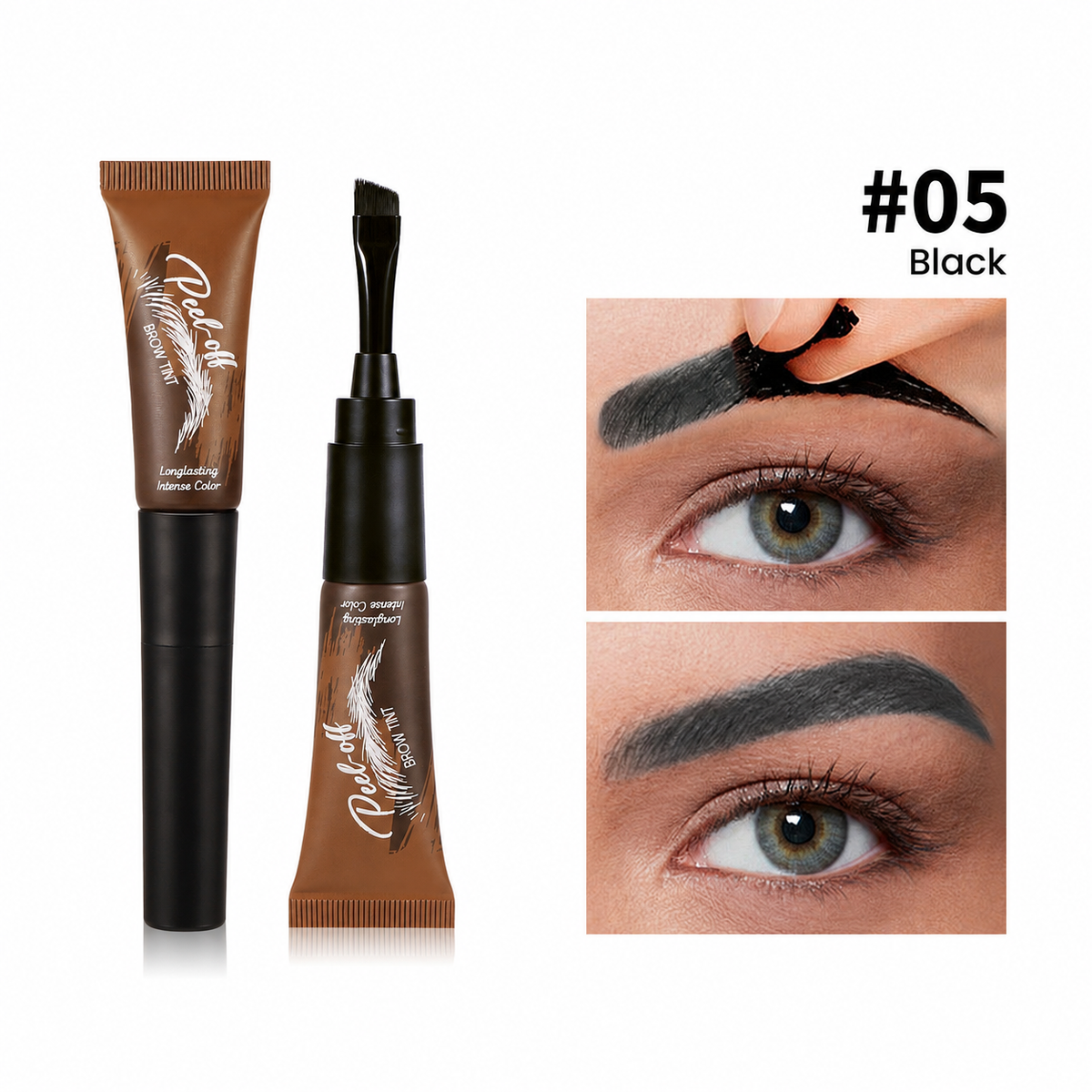 Waterproof Brow Tint – Peel‑off, easy apply. Covers greys