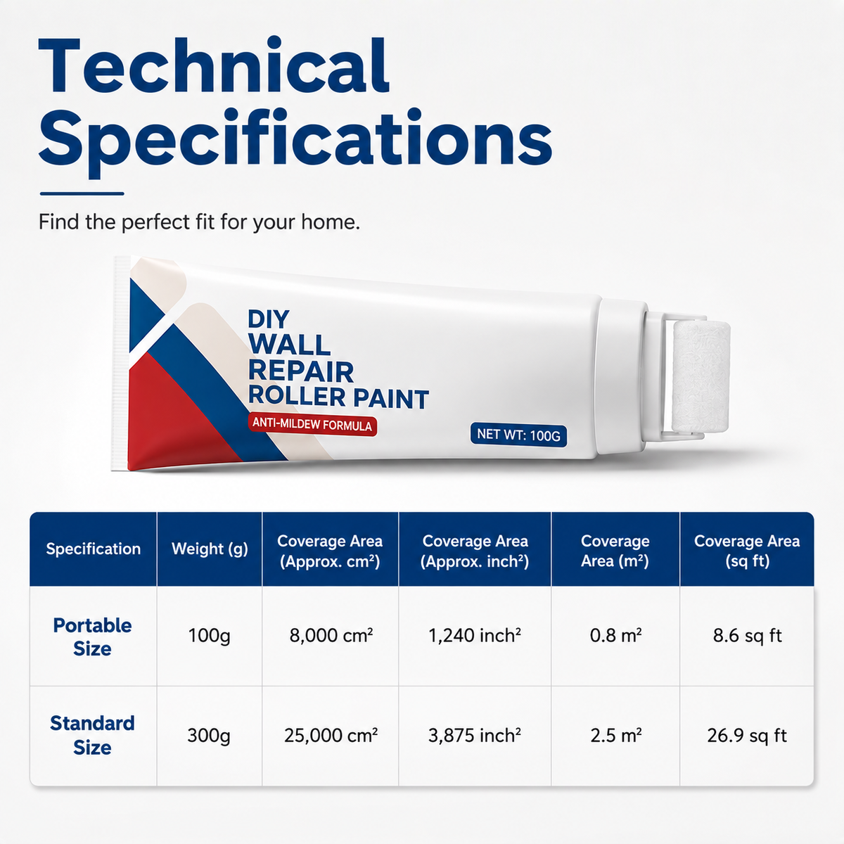 🛠️ Waterproof Wall Repair Paste with Integrated Roller Brush – Easy DIY Solution for Cracks, Holes & Wall Damage