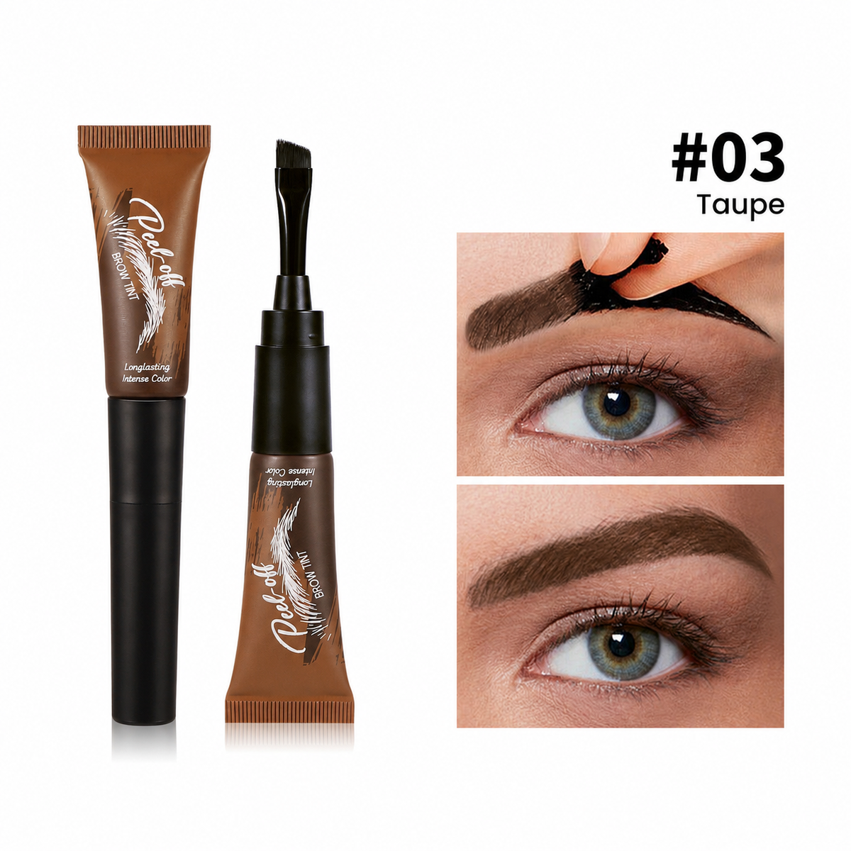 Waterproof Brow Tint – Peel‑off, easy apply. Covers greys