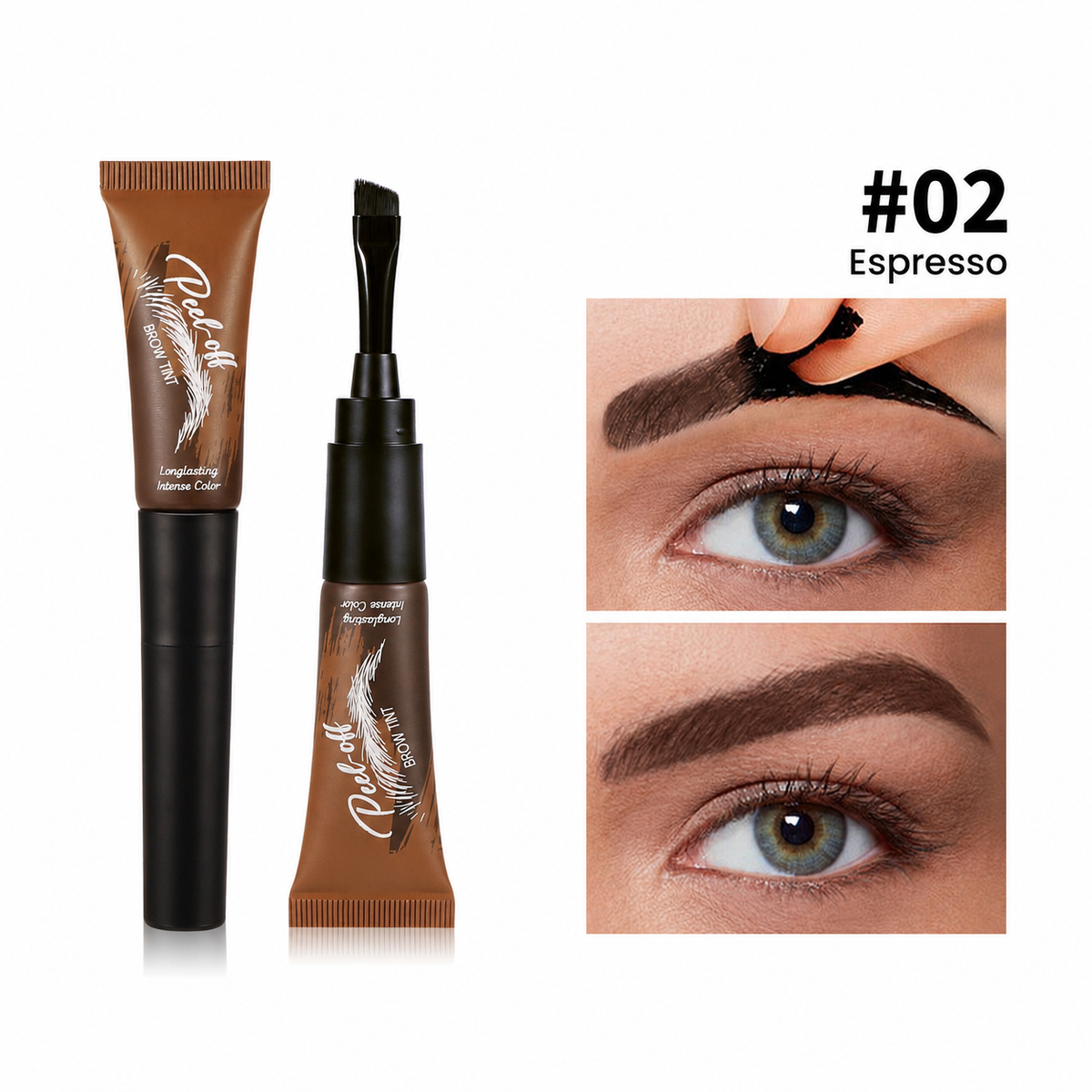 Waterproof Brow Tint – Peel‑off, easy apply. Covers greys