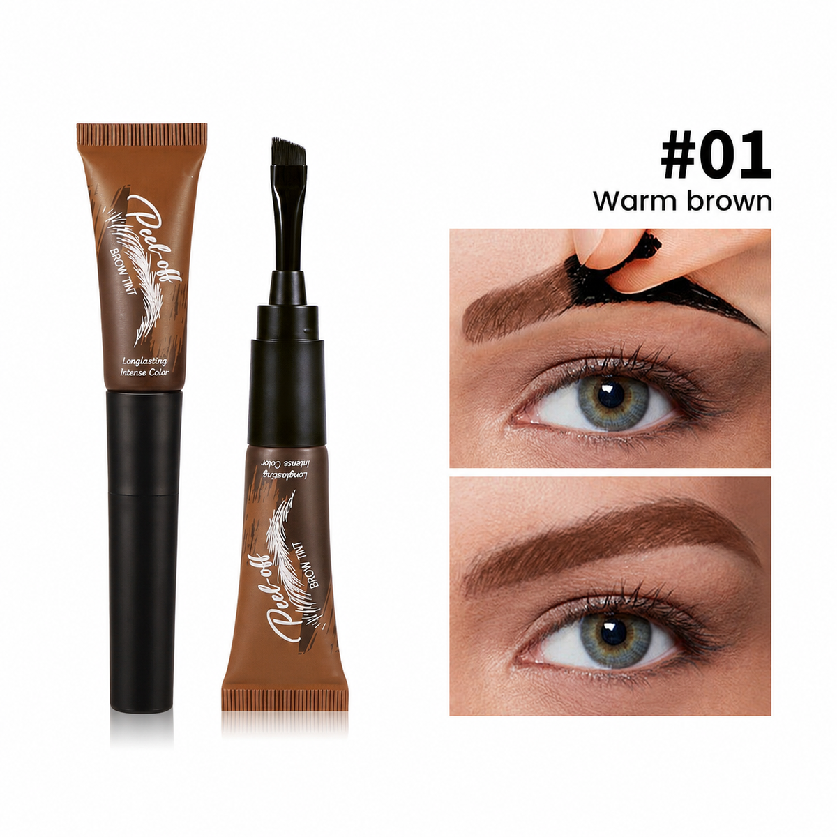 Waterproof Brow Tint – Peel‑off, easy apply. Covers greys