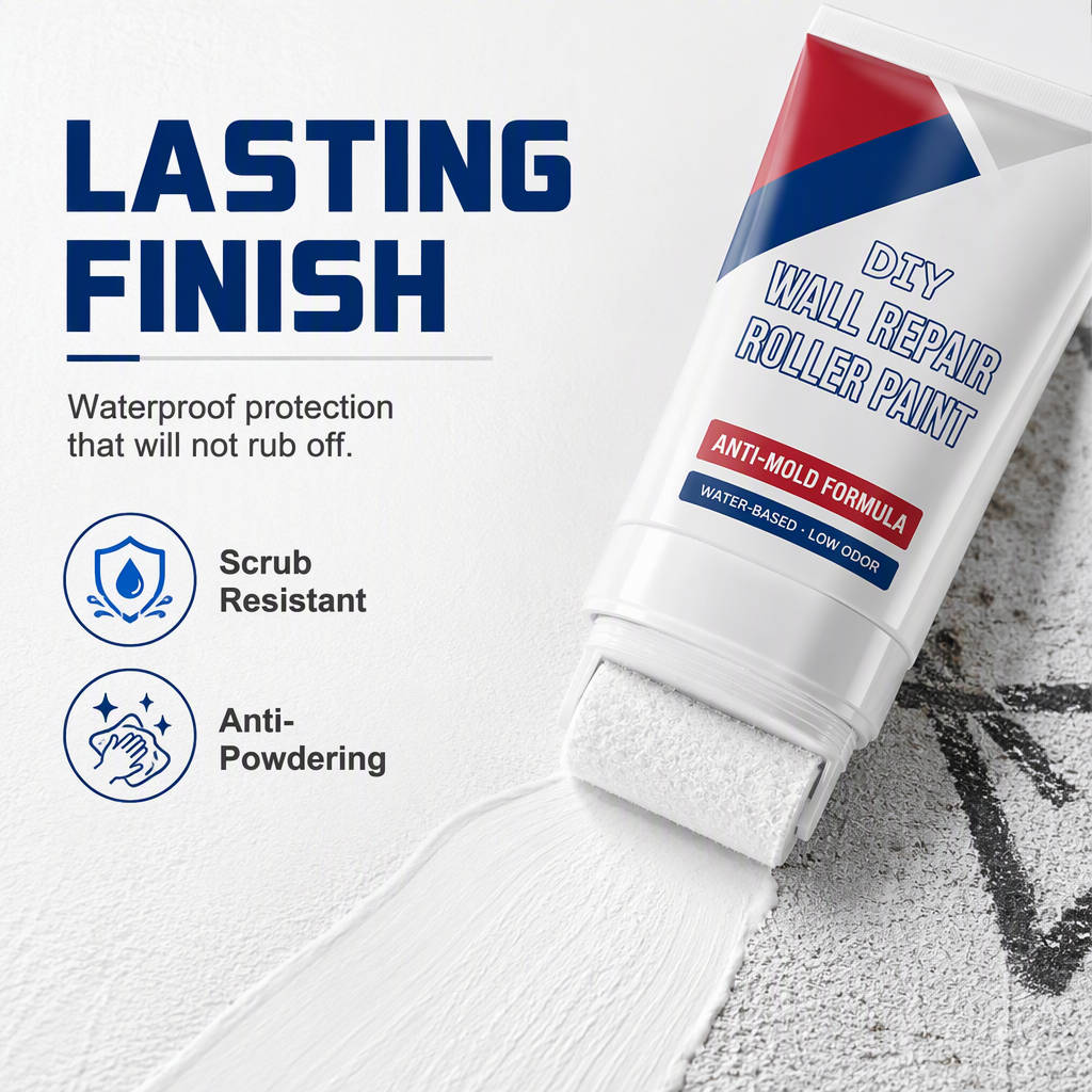 🛠️ Waterproof Wall Repair Paste with Integrated Roller Brush – Easy DIY Solution for Cracks, Holes & Wall Damage