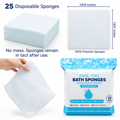 🎁Last Day 49% OFF - Freshness Anytime, Anywhere! 25 Large Rinse-Free Bathing Wipes for Adults