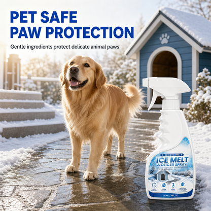 Outdoor De-Icing & Snow Melting Spray – pet-safe, dissolves frost on contact. Clear steps, walkways & patios fast 🔥