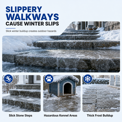 Outdoor De-Icing & Snow Melting Spray – pet-safe, dissolves frost on contact. Clear steps, walkways & patios fast 🔥